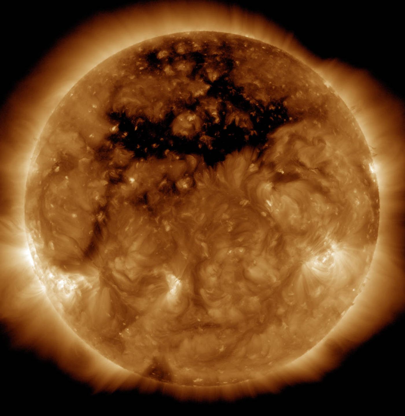 A large coronal hole has been spotted on the surface of the Sun.