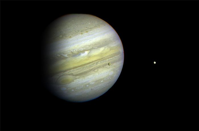 An image of Jupiter captured by NASA's Voyager 1 spacecraft in 1979.