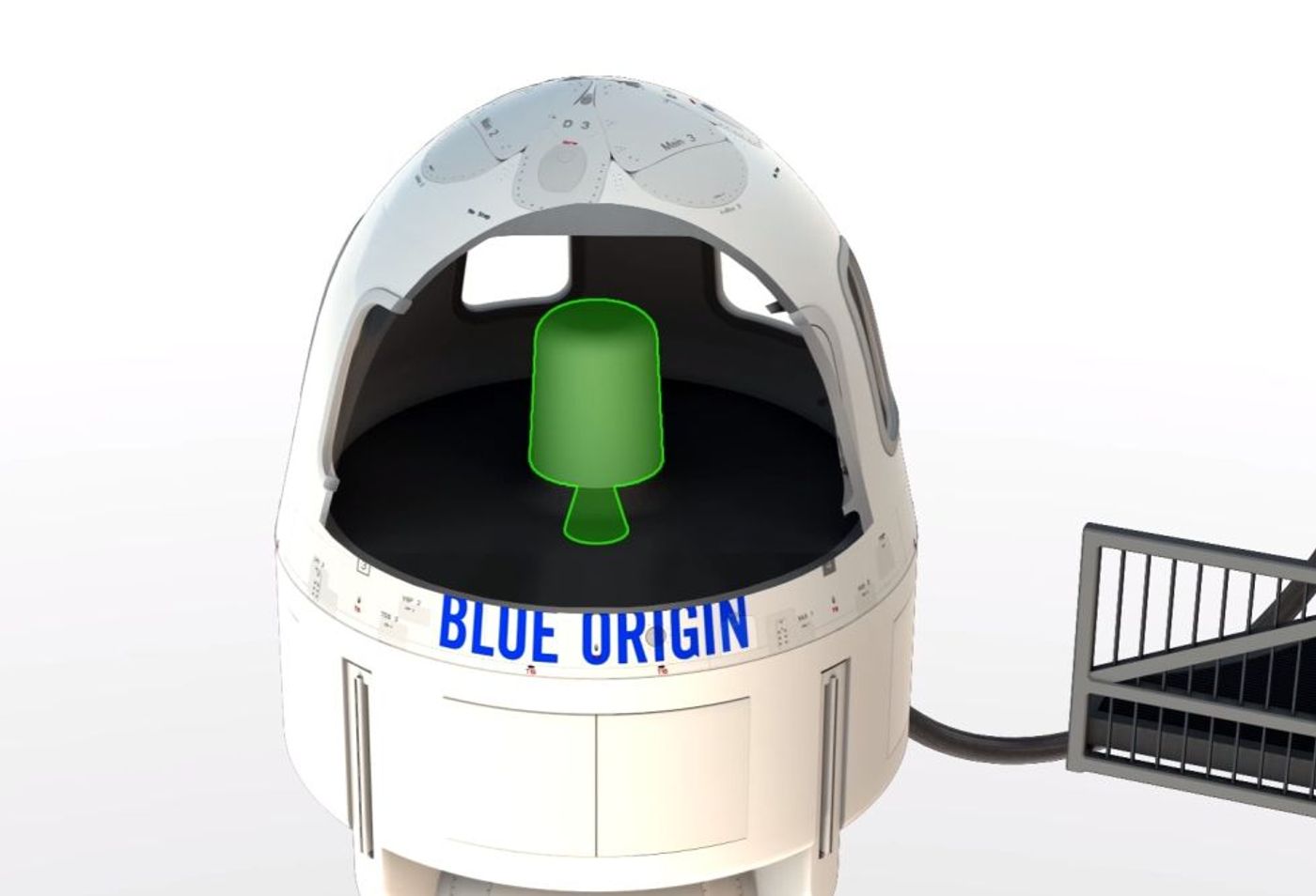Blue Origin's New Shepard rocket's payload has a small motor that can get it away from the booster rocket for safe landing in emergencies.