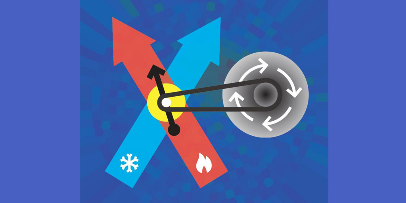 An artistic rendition of an atom-sized engine (J. Goold/Trinity College Dublin)