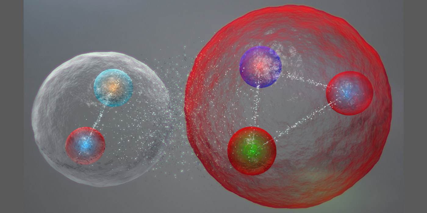 An artistic rendition of a meson-hadron pentaquark (Daniel Dominguez/CERN)