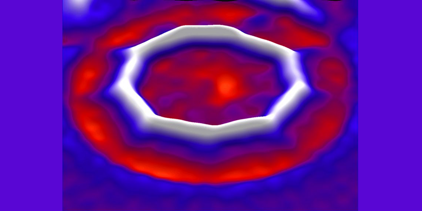 An atomic-level microscopic image of a carbon-18 ring (IBM Research)