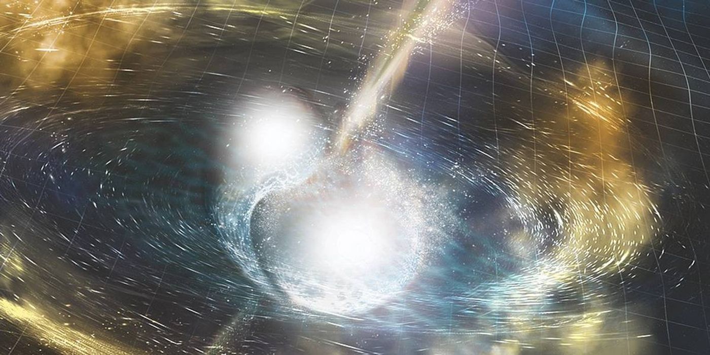 An artistic rendition of two neutron stars collide and merge (Wikimedia Common)