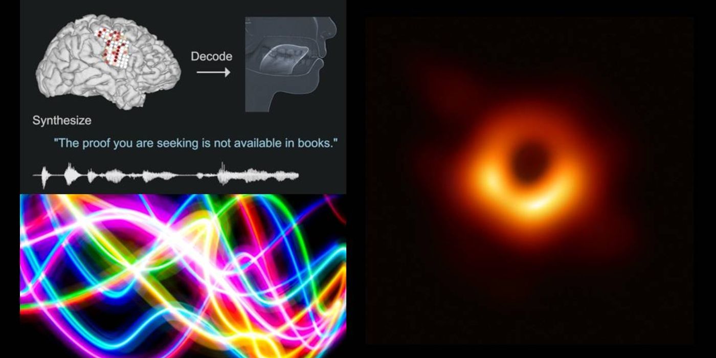 Brain Activity Translator, Quantum Trap, and 1st Photo of Black Hole (UCSF/Pixabay/Wikimedia Common)