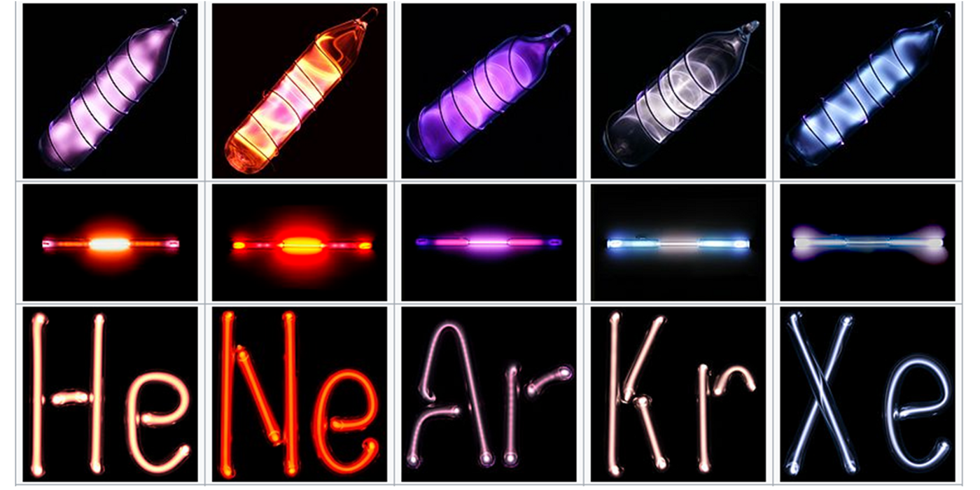 Electric discharge of noble gases (Wikimedia Common)