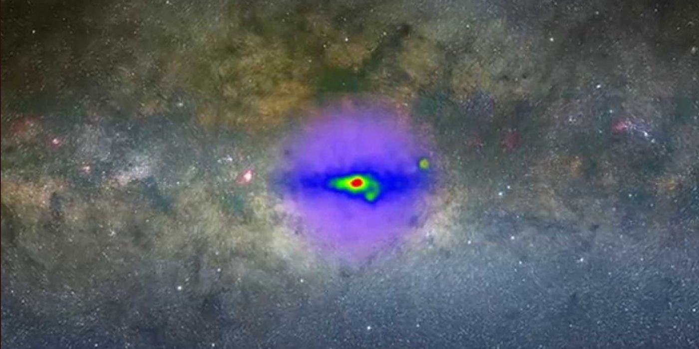 Gamma-ray radiation is assigned with false purple color in this image of the galactic center (NASA/FGST)