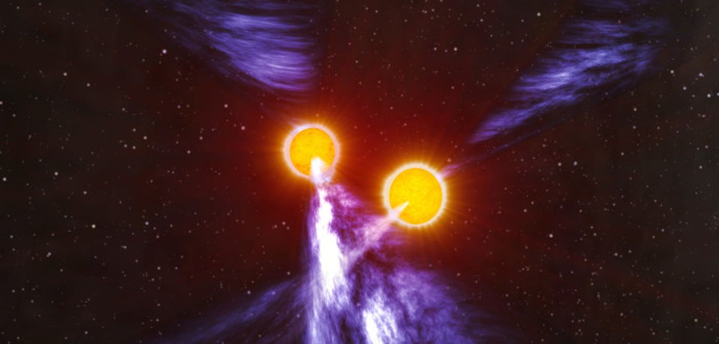An artist's impression of a double neutron star system.