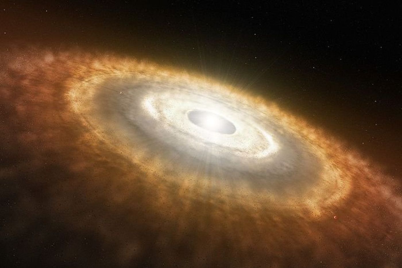 Artist's figure of a protoplanetary disk. (Credit: European Southern Observatory/ L. Calçada