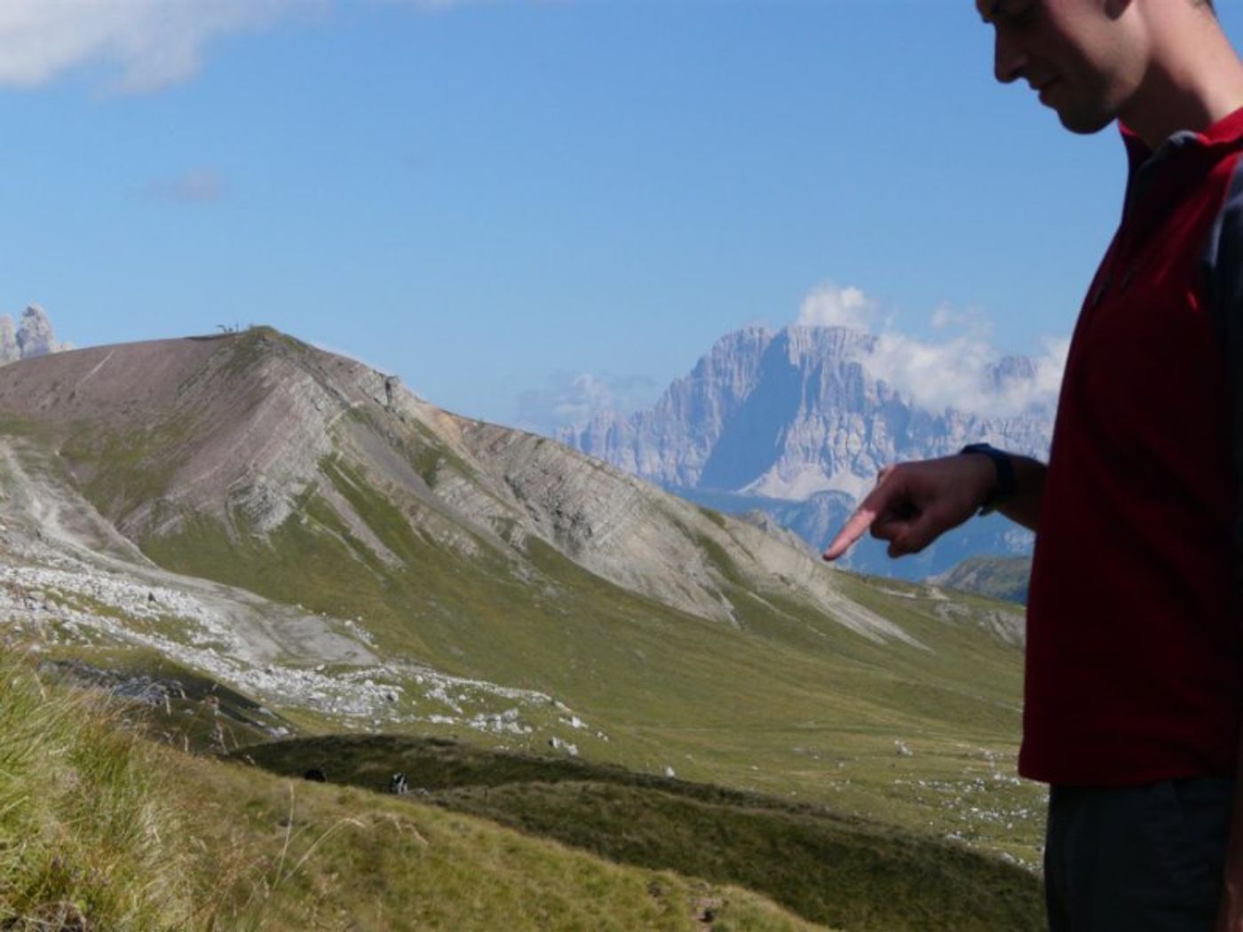 William Foster in the field pointing to the late Permian mass extinction horizon. Credit: Richard Twitchett; CCAL