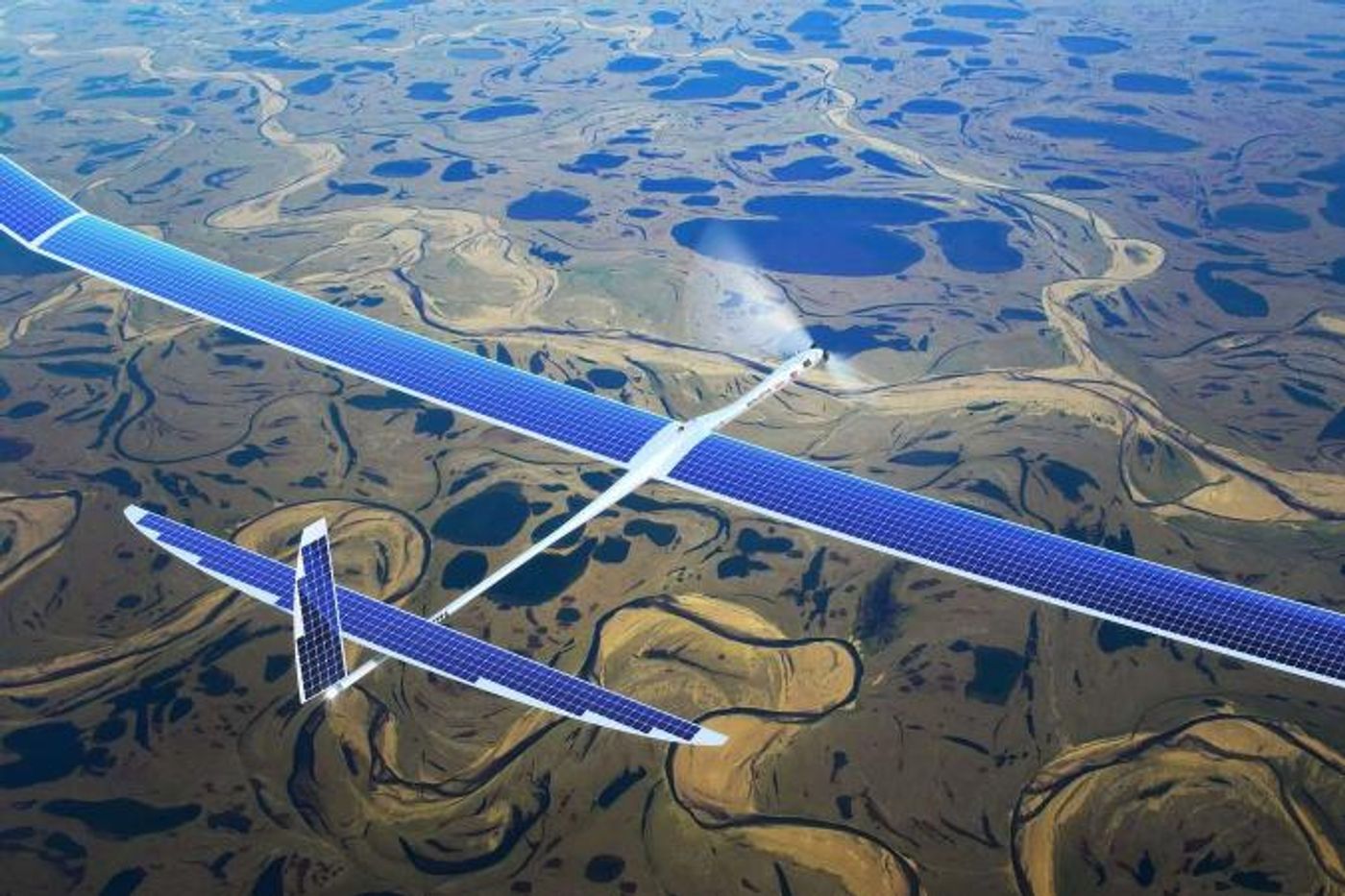 An artist's impression of Google's solar-powered 5G drones.