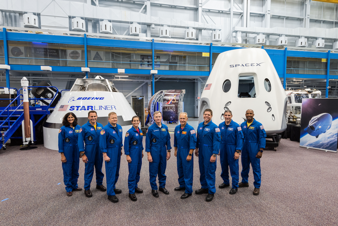 These are the nine men and women NASA selected for the first crewed commercial space missions to be hosted by Boeing and SpaceX.