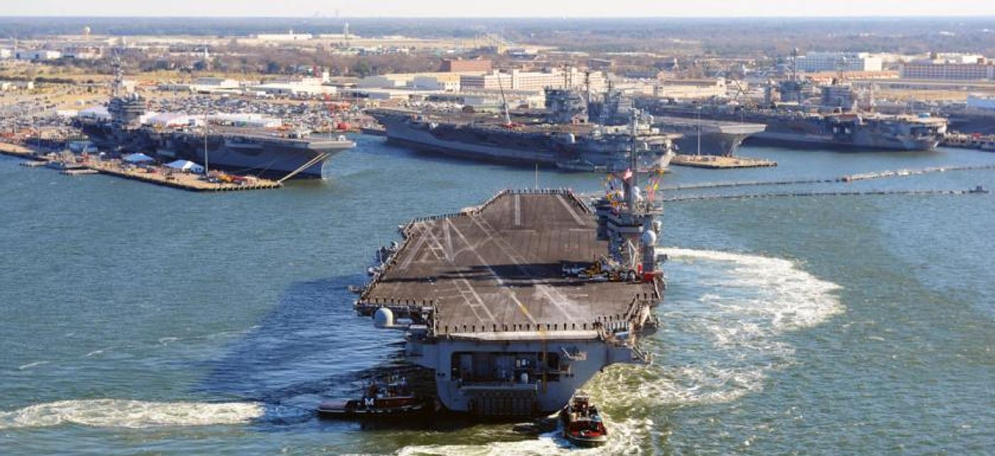 Naval Station Norfolk is projected to face 4.5 feet to nearly 7 feet of sea level rise this century.  Photo: UCSUSA
