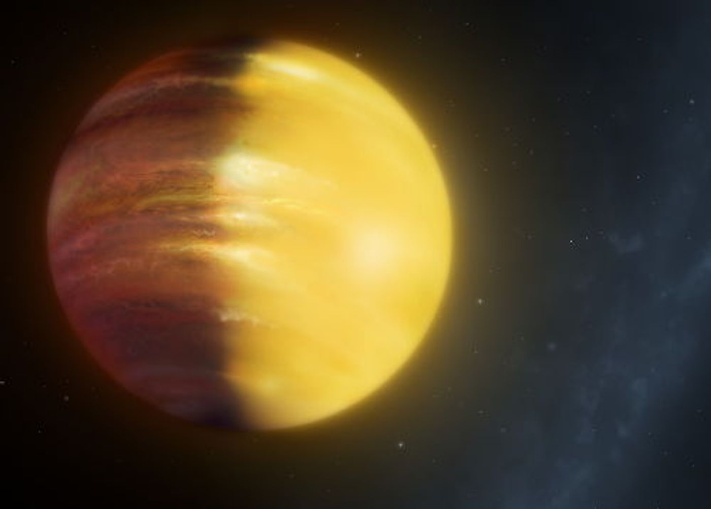 An artist's rendition of HAT-P-7b, the hot Jupiter-like exoplanet that has clouds of vaporized gem minerals.