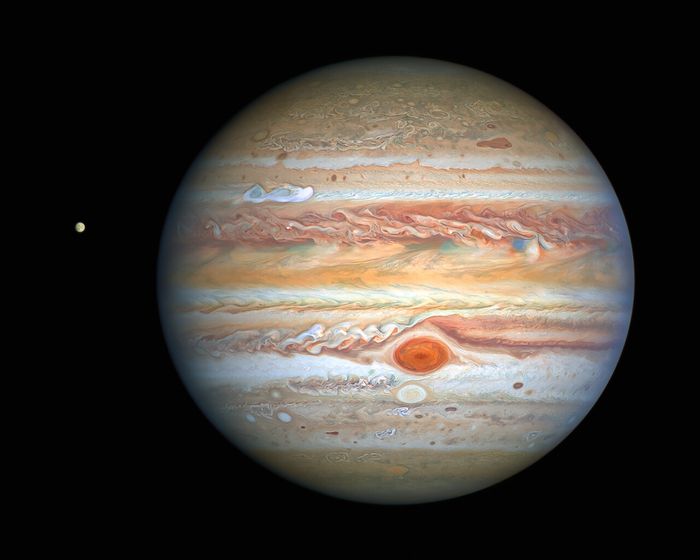 September 17, 2020: Hubble's view of Jupiter and Europa. (Credit: NASA, ESA, A. Simon (Goddard Space Flight Center), and M. H. Wong (University of California, Berkeley) and the OPAL team)