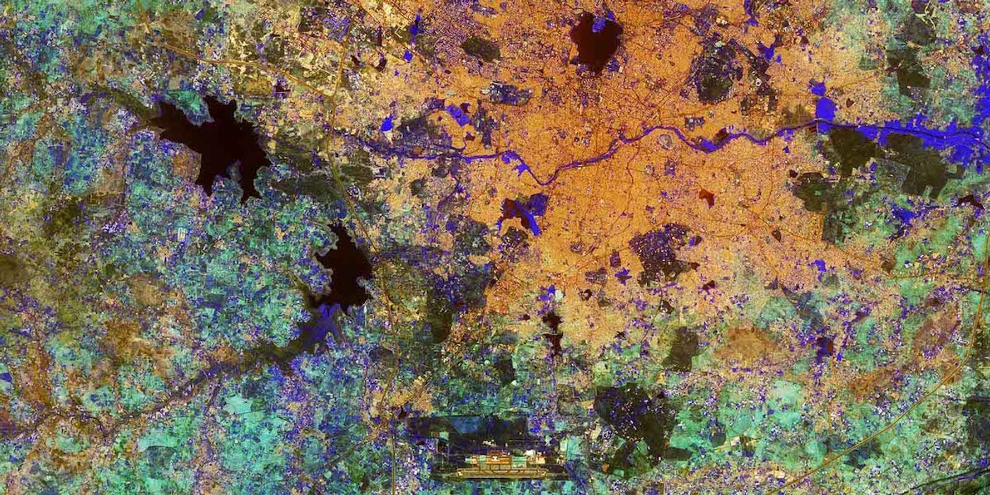 Photo: Hyderabad, India. European Space Agency. This image contains modified Copernicus Sentinel data (2017), processed by ESA, CC BY-SA 3.0 IGO.