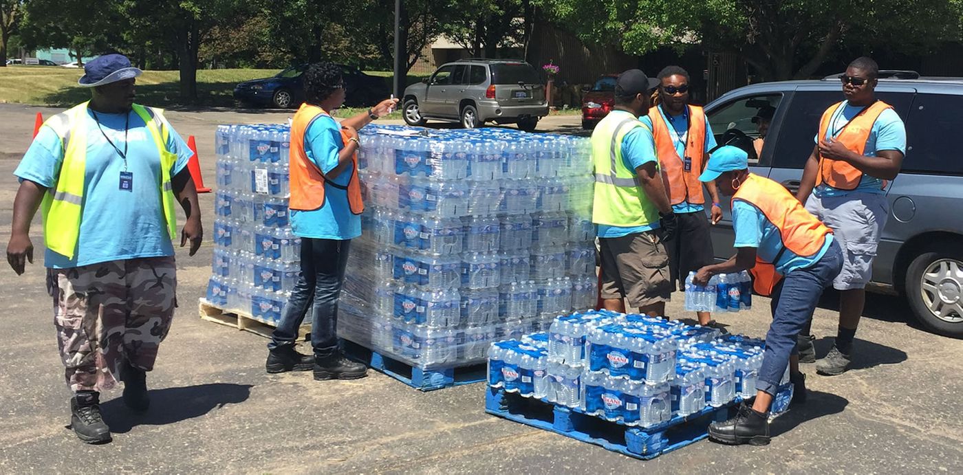 donated bottled water is delivered to Flint residents, credit: Ruth Mott Foundation