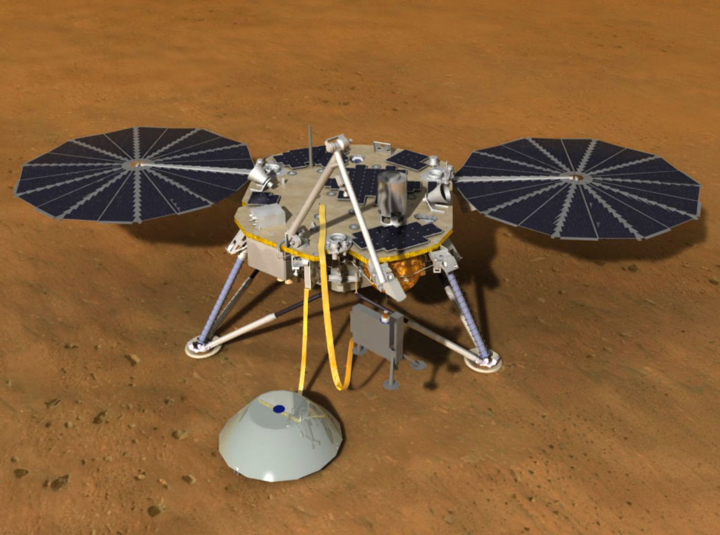 An artist's rendition of the InSight lander.