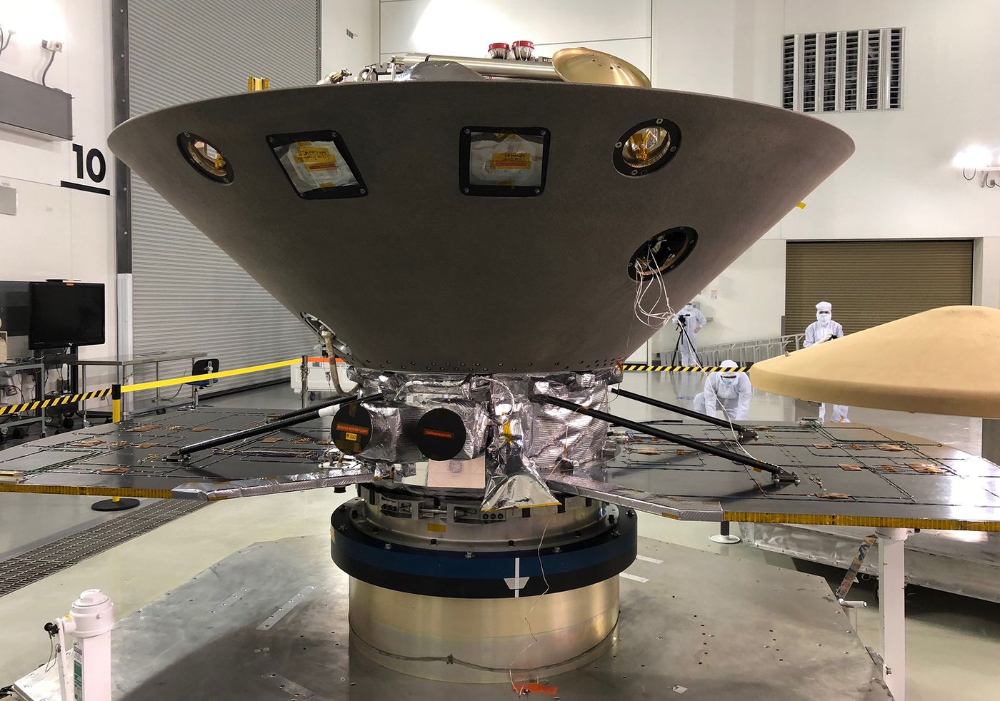 NASA's InSight spacecraft undergoes final preparations at Vandenberg Air Force Base in California.