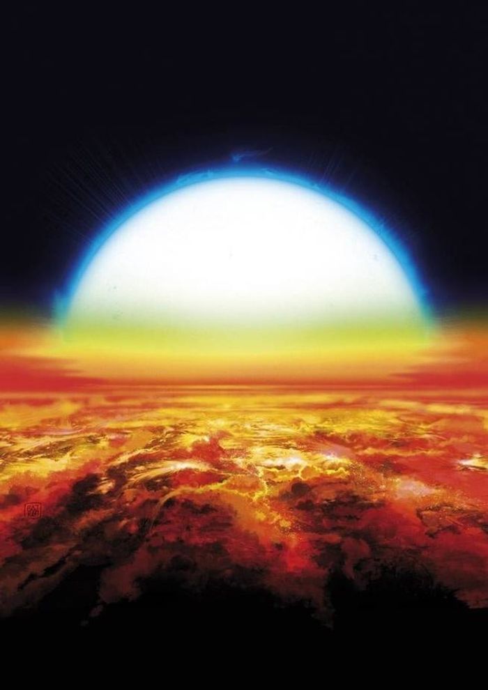 An exoplanet is superheated by its host star.