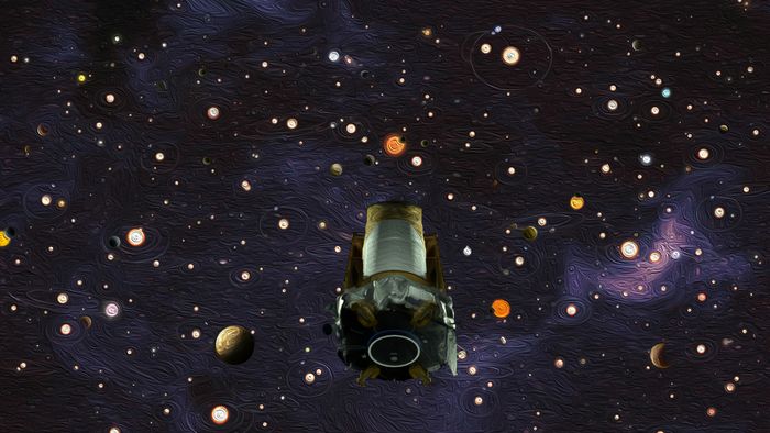 The illustration depicts NASA's Kepler Space Telescope, which has been retired since 2018. This telescope has discovered thousands of exoplanets and has just discovered one more. Credit: NASA/Wendy Stenzel.