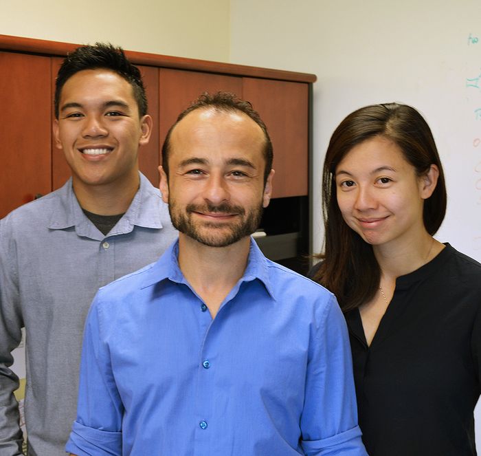 Authors of the new Scripps Research Institute study include (left to right) Justin Abadejos, Oktay Kirak and Manching Ku.