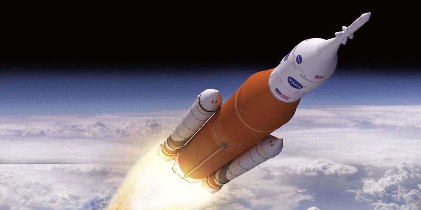 An artist's rendition of NASA's SLS rocket.