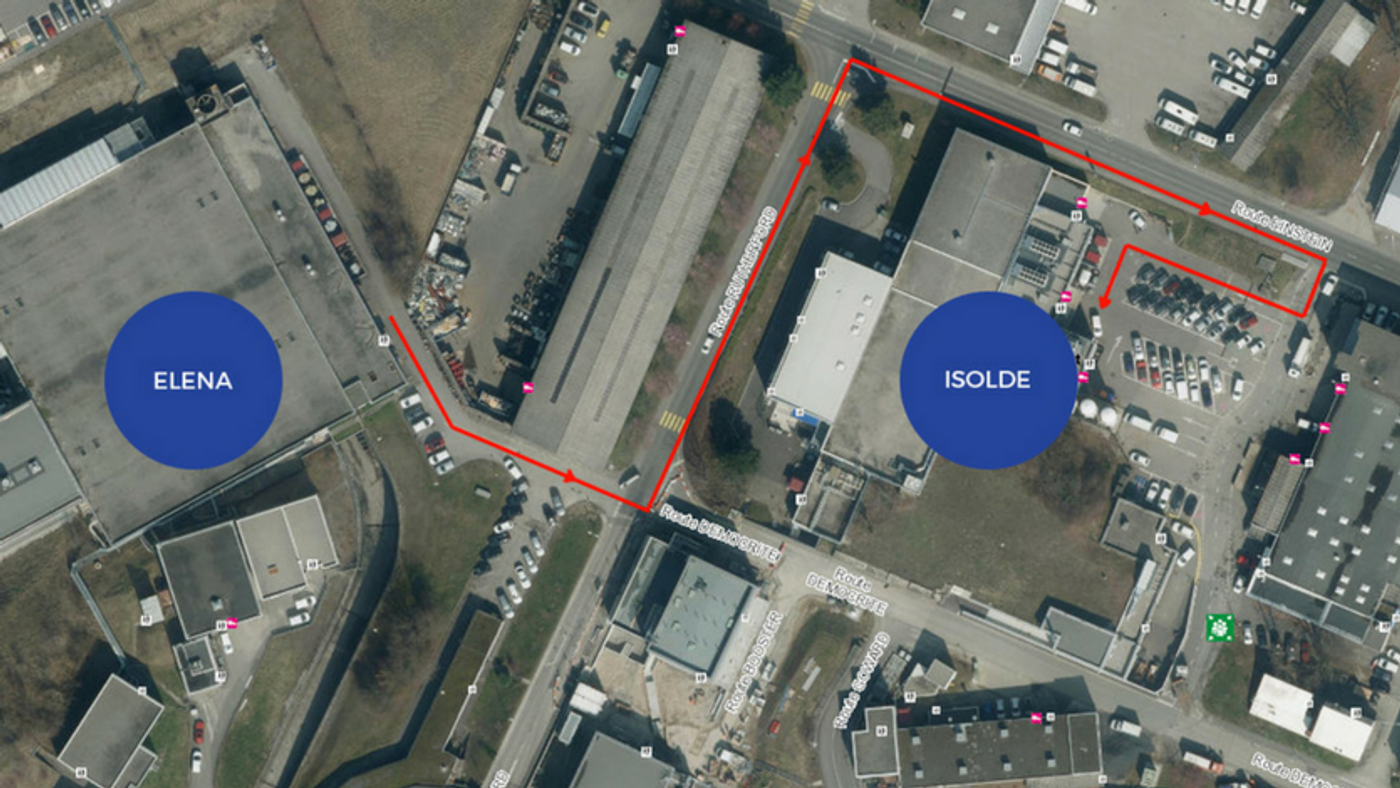 Antimatter's journey between the ELENA and ISOLDE facilities. Credit: CERN