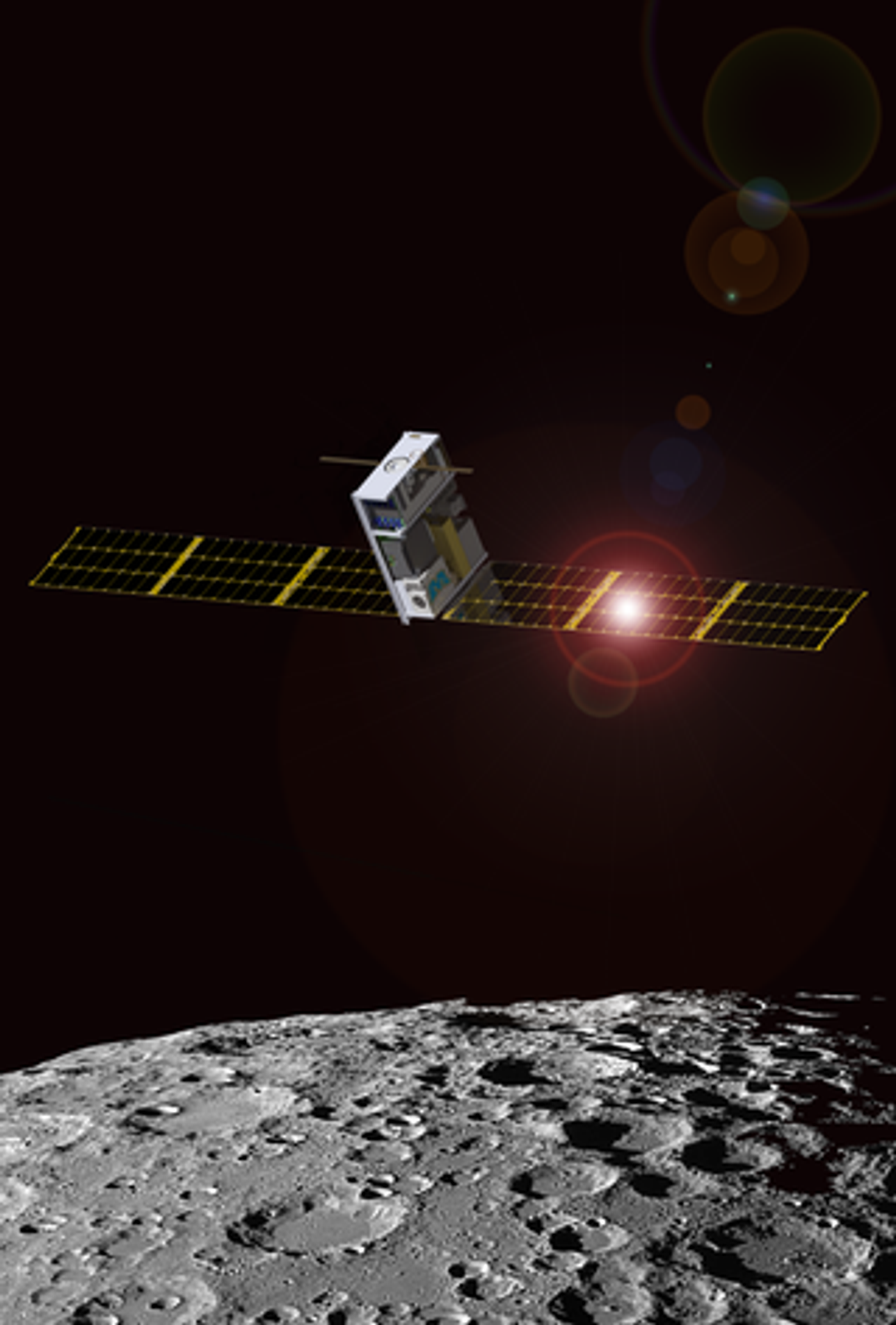 An illustration of Lunar IceCube in orbit. Credit: Morehead State University