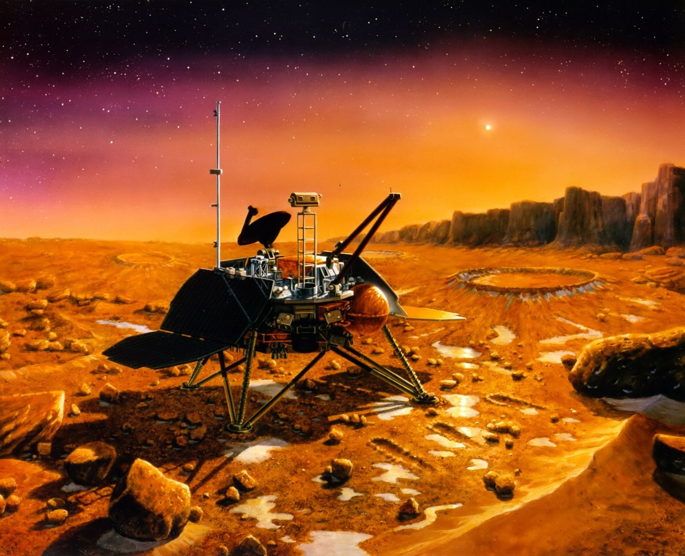 An artist's impression of a Martian lander.