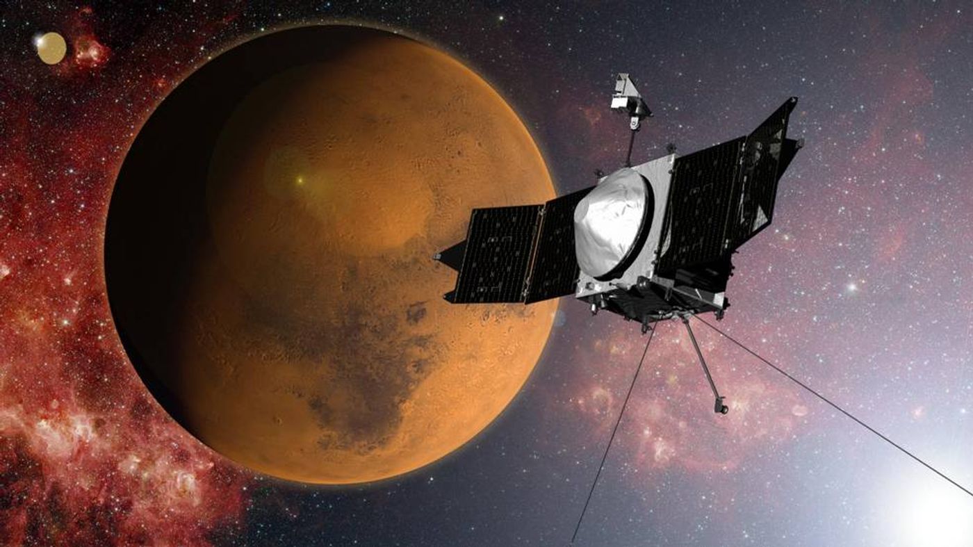 An artist's impression of the MAVEN spacecraft.