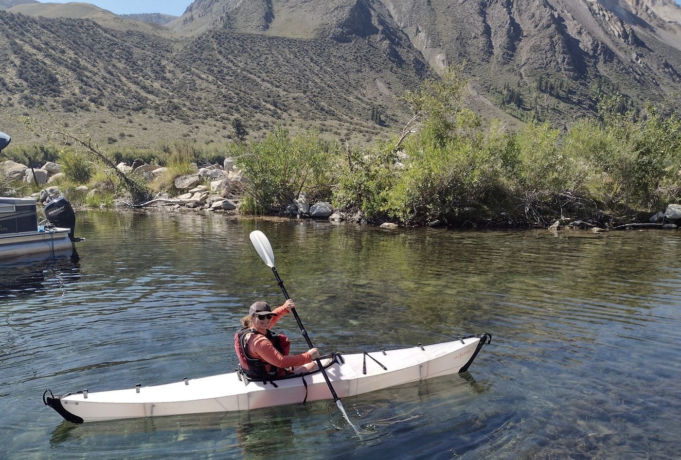 Fall kayaking at Convict Lake near Mammoth Lakes, California. (Credit: Abbie Sandquist)