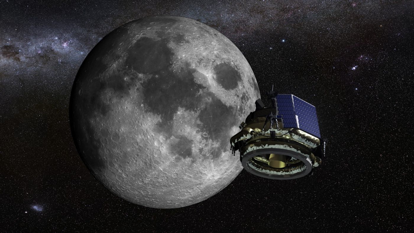 An artist's impression of a Moon Express lander heading to the Moon.