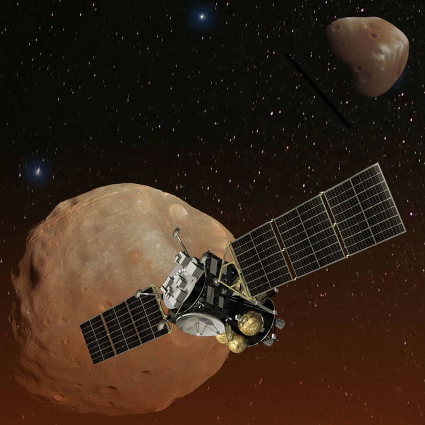 An artist's impression of the MMX spacecraft.