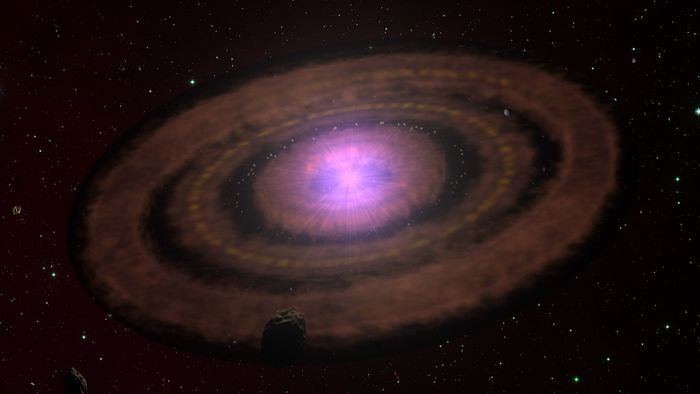 An artistic representation of a planet-forming disk around a young star. Credit: MPIA