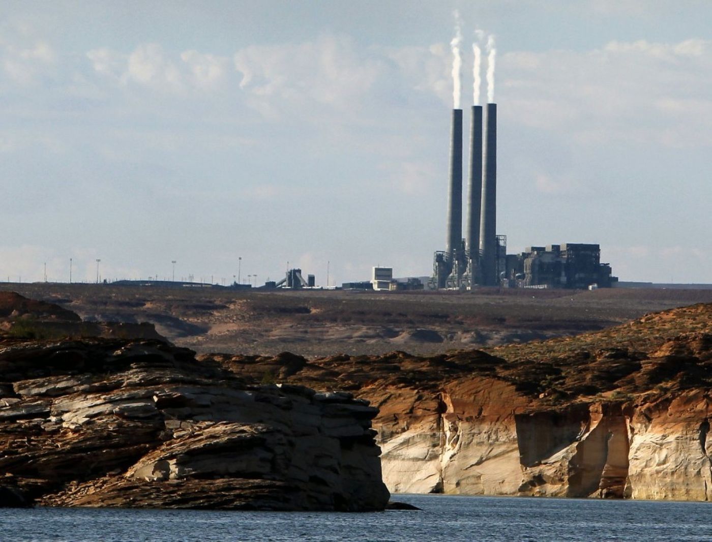 The main plant facility at the Navajo Generating Station, as seen from Lake Powell. Photo: Ross D. Franklin/AP