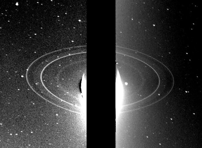 Rings of Neptune imaged by Voyager 2. (Image Credit: NASA JPL)