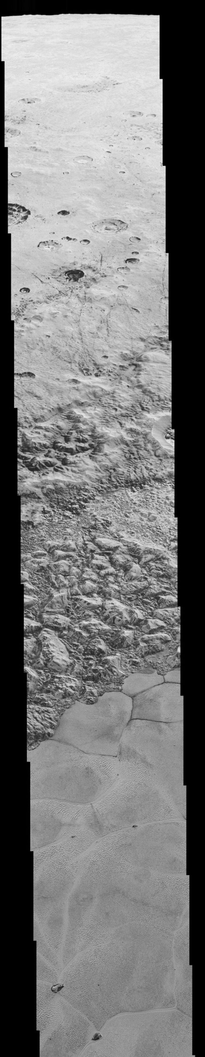 A stitch of the high-resolution images NASA has provided of Pluto.