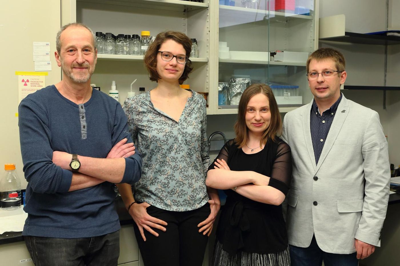 These are UIC's (left to right) Alexander Mankin, Tanja Florin, Malgorzata Dobosz-Bartoszek, Yury Polikanov. / Credit: UIC/Jenny Fontaine