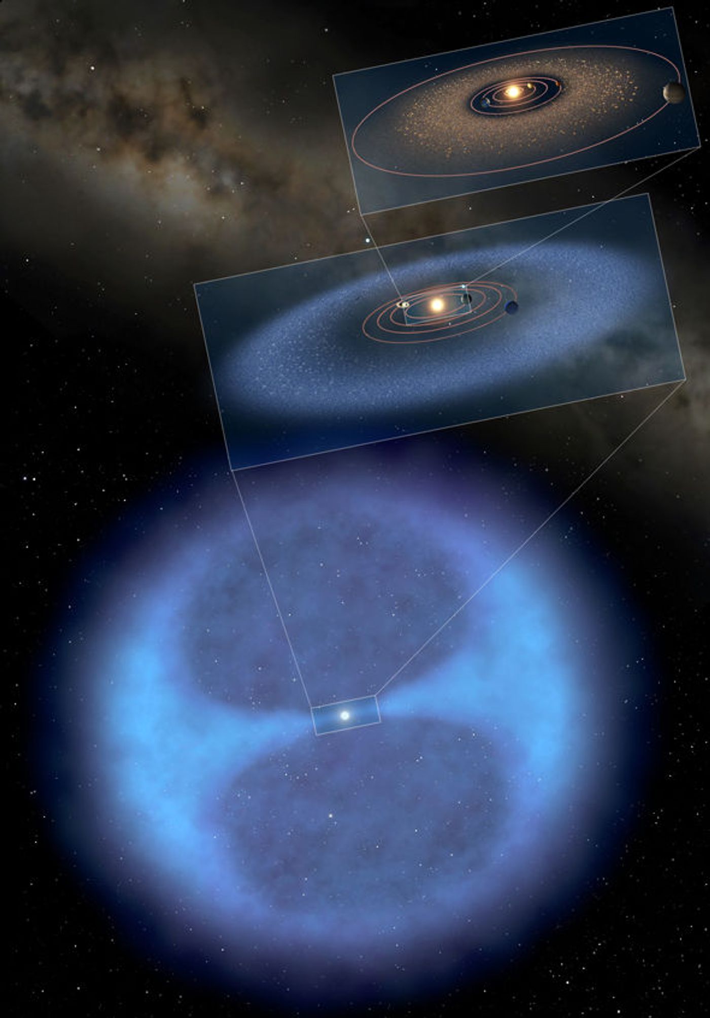 An artist's representation of the Oort Cloud in the outer-most reaches of the Solar System.