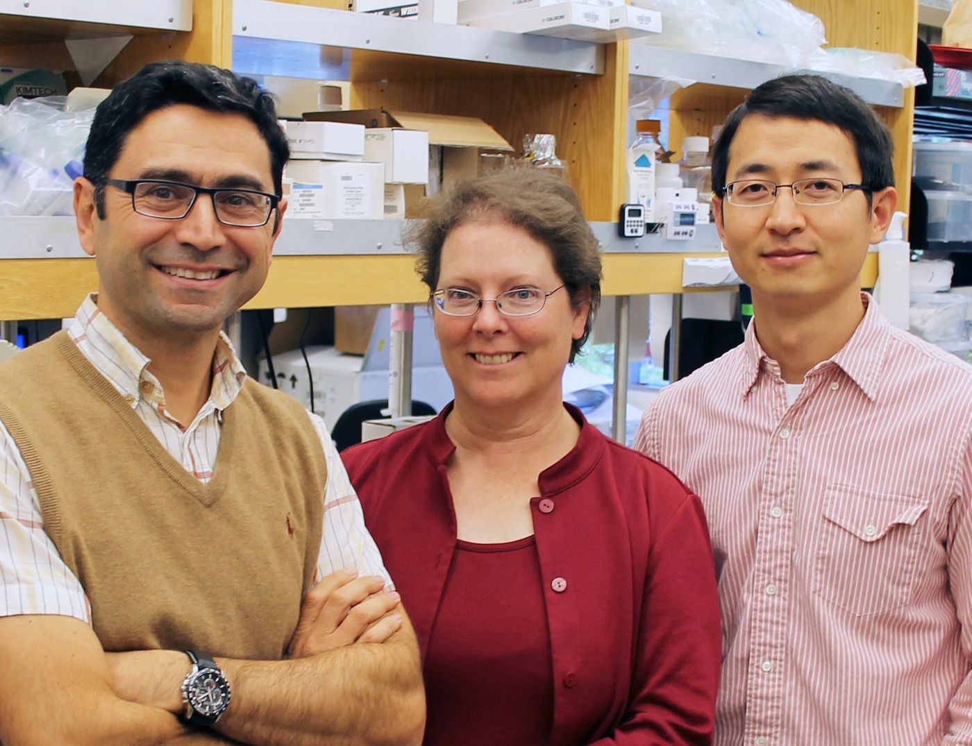 Authors of the new Cell paper include (left to right) Ardem Patapoutian, Adrienne Dubin and Zhaozhu Qiu.