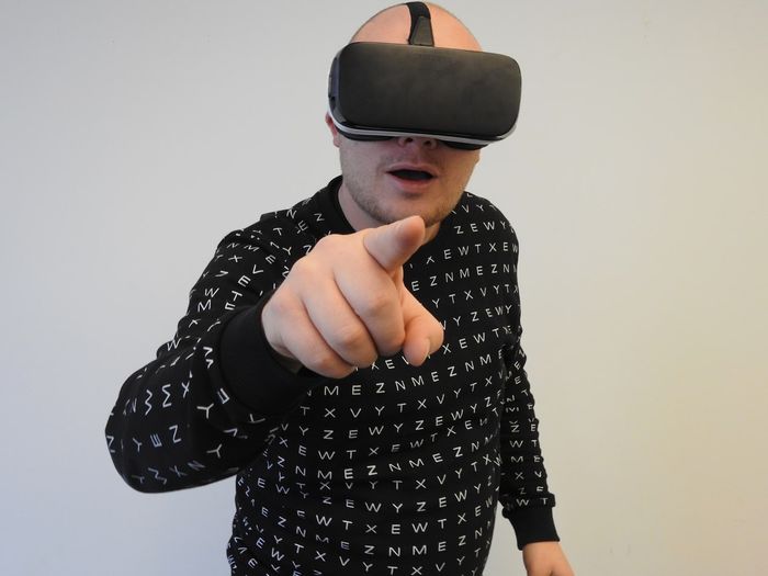 Person using VR, public domain