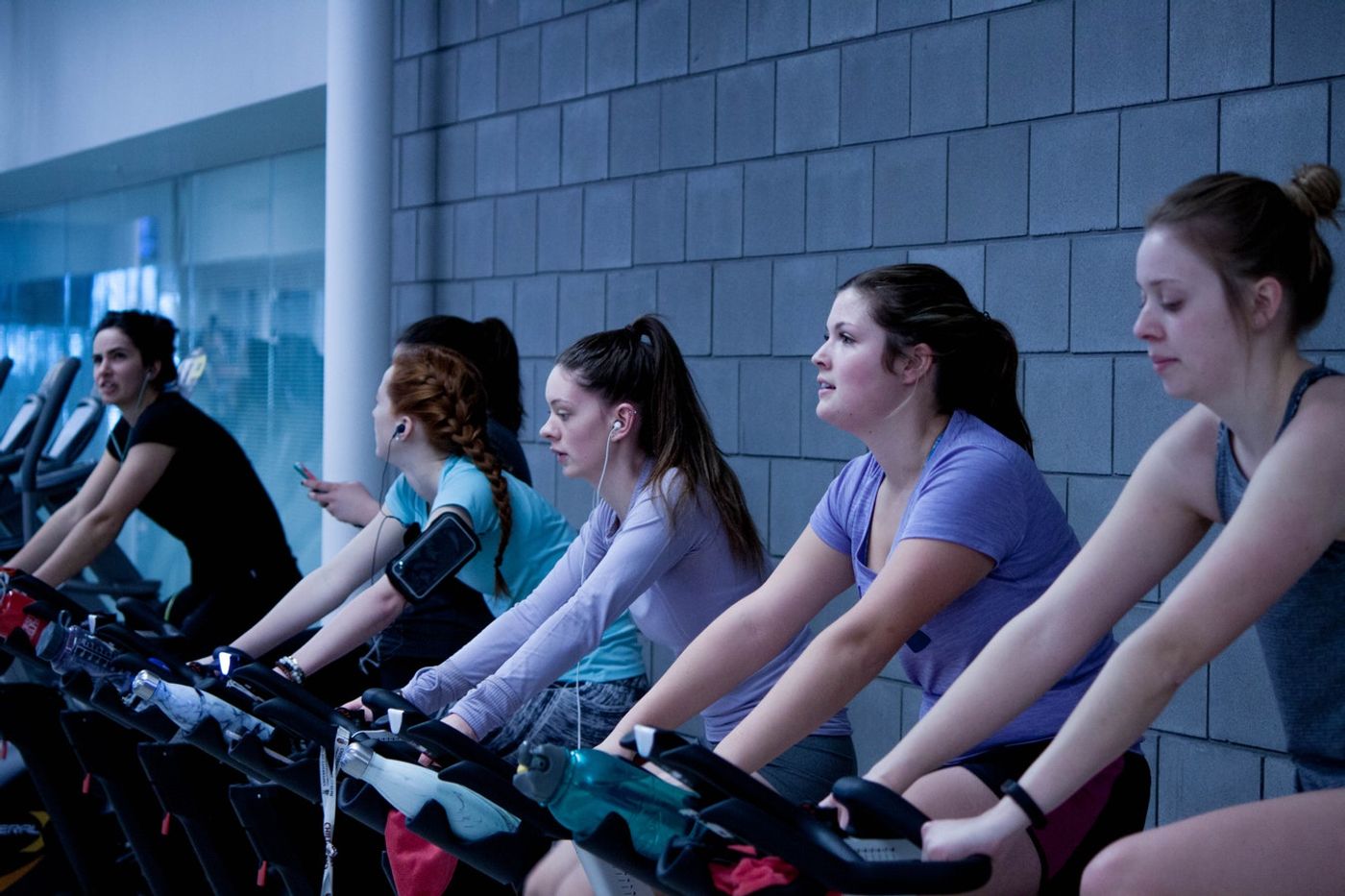 Women exercising, public domain 