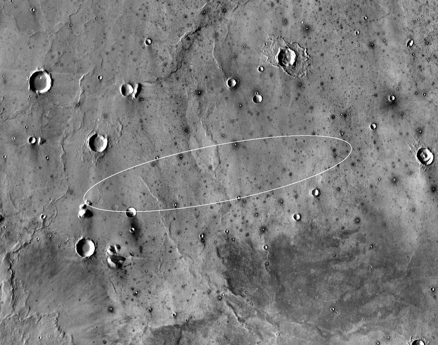 The circled region, known as Elysium Planitia, is where NASA expects to land the InSight mission later this month.