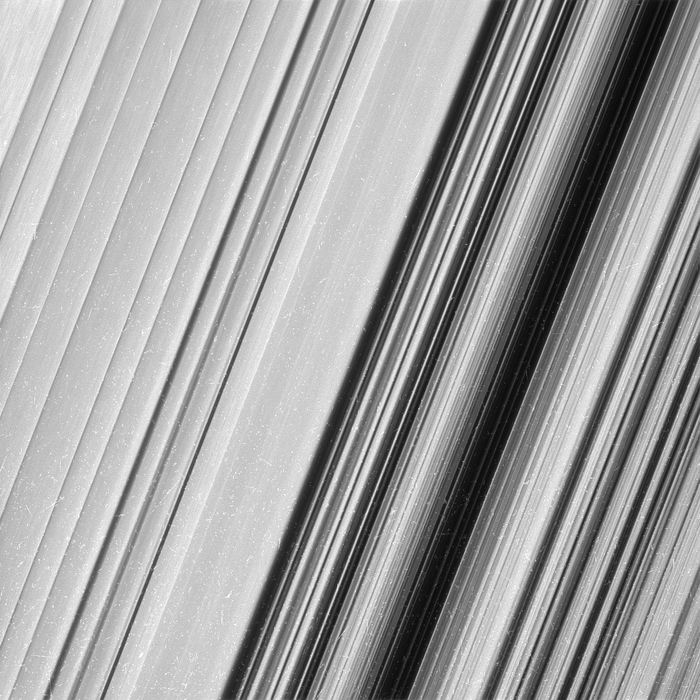 This capture shows some of the formations inside of Saturn's B ring.