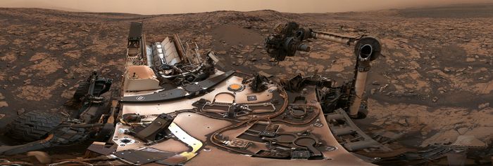 The 360º panorama captured by the Curiosity rover after drilling at Vera Rubin Ridge.