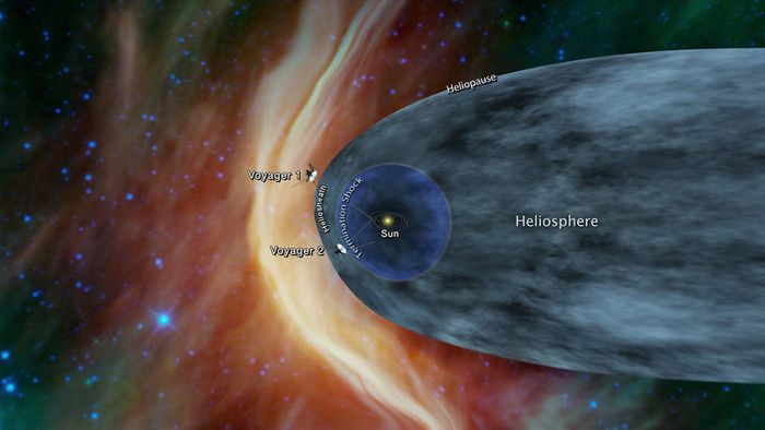 An artist's rendition depicting where Voyager 2 is in relation to Voyager 1.