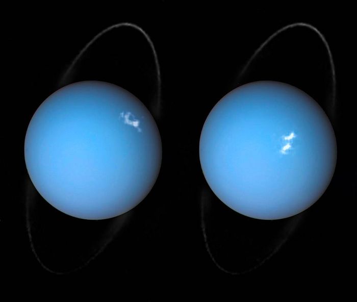 New composite images shared by NASA show auroras occuring on Uranus' surface.