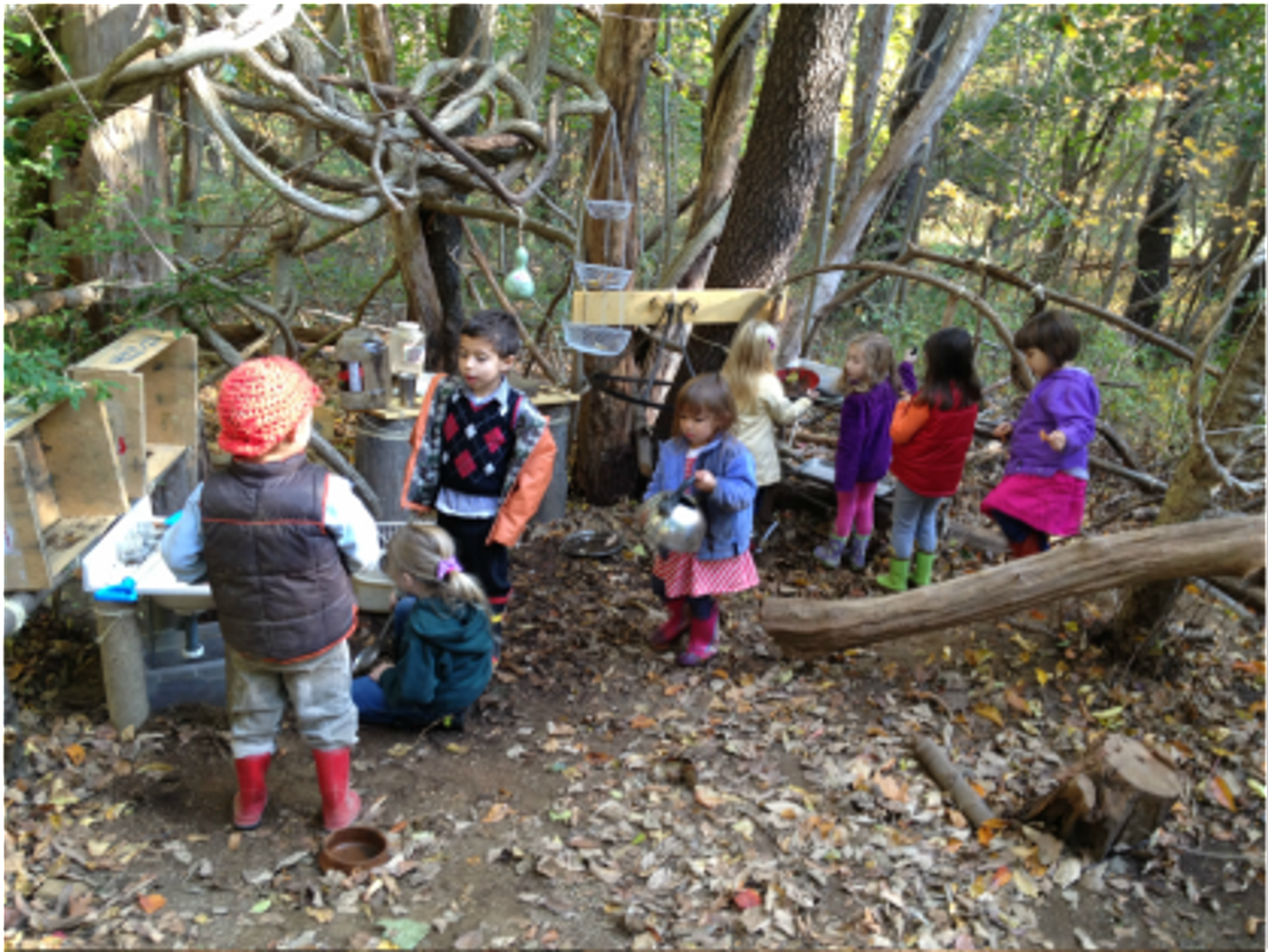 Children explore an outdoor classroom at Eyes of the World Discovery Center Preschool. Photo: eyesoftheworlddiscoverycenter.weebly.com