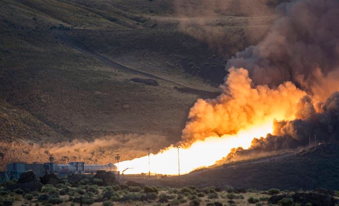 NASA's SLS booster test-fires in Utah on Tuesday.