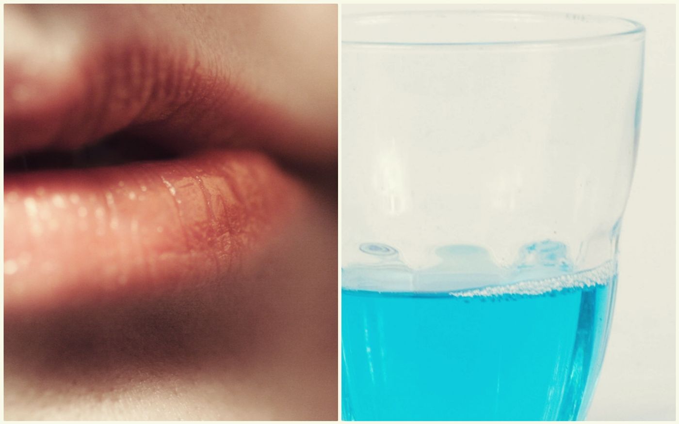 Credit: collage, public domain image of mouth and image of oral rinse via Marco Verch on Flickr, CC 2.0